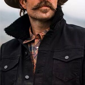 Tecovas Overnight Denim Sherpa collar Trucker Jacket Black XL western